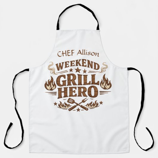 Personalisierte Weekend Grill Hero BBQ-Schürze | B Schürze (Vorderseite)