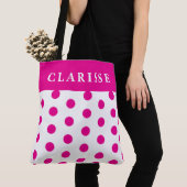 Personalisierte weibliche Hot Pink & White Polka P Tasche (Von Nahem)