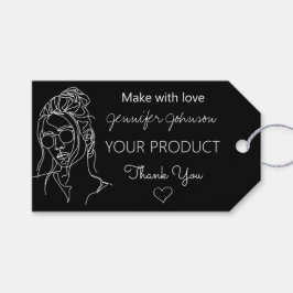 Personalisierte weibliche Portrait Black Gift Tags Geschenkanhänger