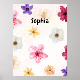 Personalisierte weiche Farbe Blumenbezeichnungen P Poster