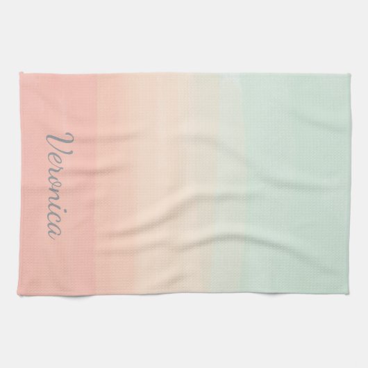 Personalisierte weiche Farbe Name in Pastel Ombre Geschirrtuch (Horizontal)