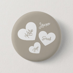 Personalisierte weiche Flüstern Beige Mutter Herze Button