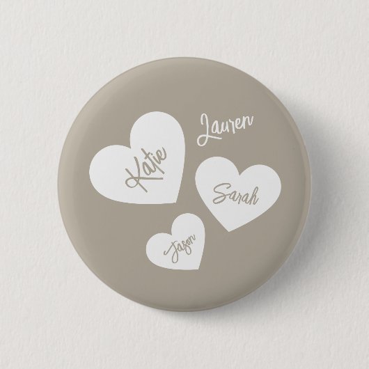 Personalisierte weiche Flüstern Beige Mutter Herze Button (Vorderseite)