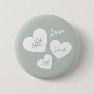 Personalisierte weiche grüne blaue Mutter Herz Button