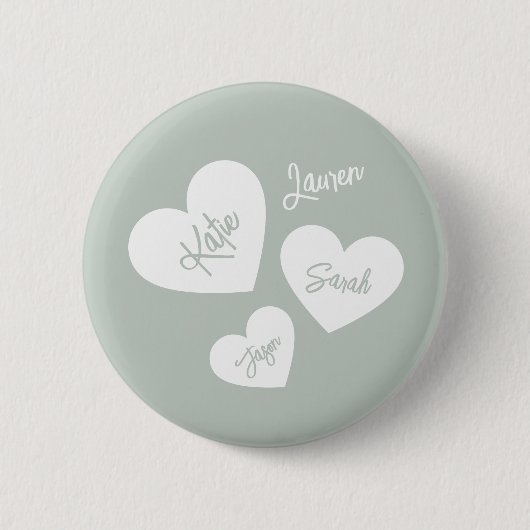 Personalisierte weiche grüne blaue Mutter Herz Button (Vorderseite)