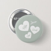 Personalisierte weiche grüne blaue Mutter Herz Button (Vorne & Hinten)