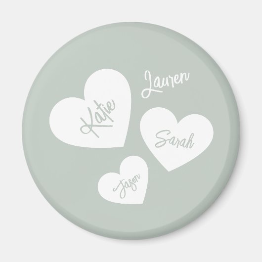 Personalisierte weiche grüne blaue Mutter Herz Magnet (Vorne)