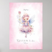 Personalisierte weiche rosa Feen-Nursery-Wandkunst Poster (Vorne)