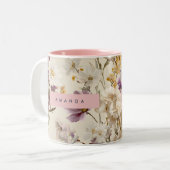 Personalisierte weiche Wildblume Wiese Floral Zweifarbige Tasse (Vorderseite Links)
