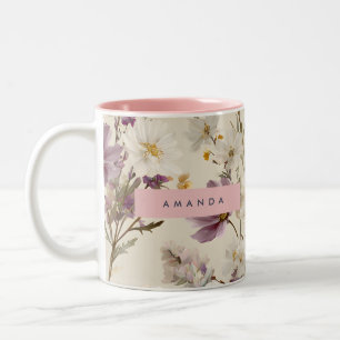 Personalisierte weiche Wildblume Wiese Floral Zweifarbige Tasse
