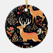 Personalisierte Weidehirsche Keramik Ornament (Vorne)