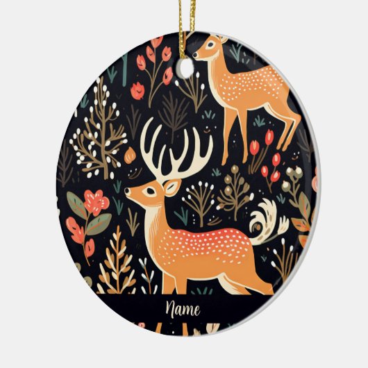 Personalisierte Weidehirsche Keramik Ornament (Links)