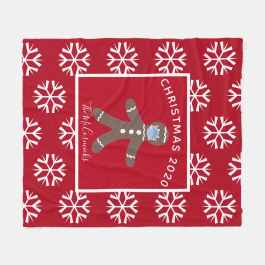 Personalisierte Weihnachten 2020 Roter Lebkuchen M Fleecedecke (Vorderseite (Horizontal))