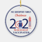 personalisierte Weihnachten 2021 Keramik Ornament (Hinten)