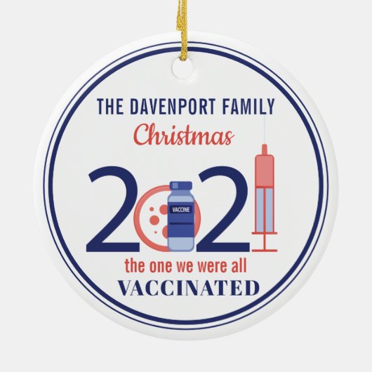 personalisierte Weihnachten 2021 Keramik Ornament (Hinten)