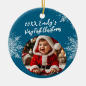 Personalisierte Weihnachten Add Foto Schneeflocken Keramik Ornament (Vorne)