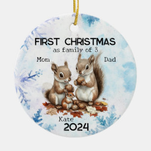 Personalisierte Weihnachten als 3-jährige Familie Keramik Ornament