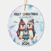 Personalisierte Weihnachten als 3-jährige Familie Keramik Ornament (Links)