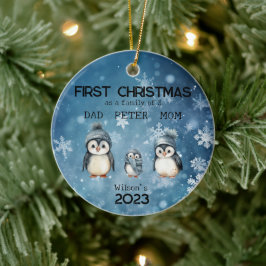 Personalisierte Weihnachten als 3-jährige Familie Keramik Ornament
