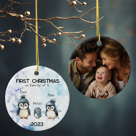 Personalisierte Weihnachten als 3-jährige Familie Keramik Ornament