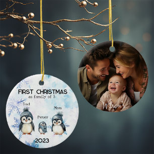Personalisierte Weihnachten als 3-jährige Familie Keramik Ornament