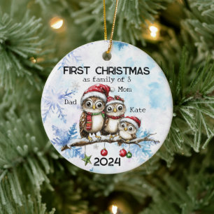 Personalisierte Weihnachten als 3-jährige Familie Keramik Ornament