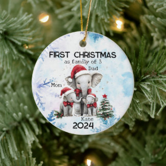 Personalisierte Weihnachten als 3-jährige Familie Keramik Ornament
