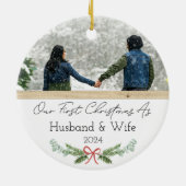 Personalisierte Weihnachten als Ehemann und Ehefra Keramik Ornament (Hinten)