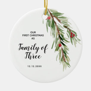 Personalisierte Weihnachten als Familie der drei Keramik Ornament