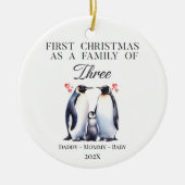 Personalisierte Weihnachten als Familie der drei Keramik Ornament (Vorne)