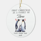 Personalisierte Weihnachten als Familie der drei Keramik Ornament (Links)