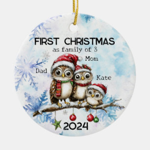 Personalisierte Weihnachten als Familie von 3 Cera Keramik Ornament