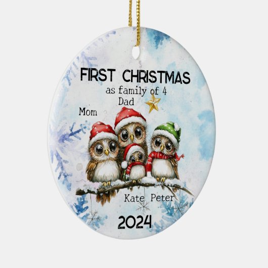 Personalisierte Weihnachten als Familie von 4 Jahr Keramik Ornament (Rechts)