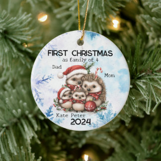 Personalisierte Weihnachten als Familie von 4 Jahr Keramik Ornament