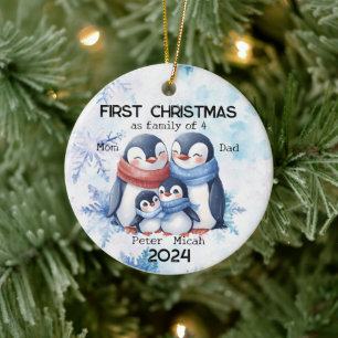 Personalisierte Weihnachten als Familie von 4 Jahr Keramik Ornament