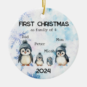 Personalisierte Weihnachten als Familie von 4 Jahr Keramik Ornament