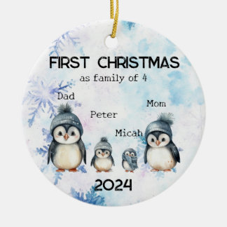 Personalisierte Weihnachten als Familie von 4 Jahr Keramik Ornament