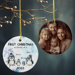 Personalisierte Weihnachten als Familie von 4 Jahr Keramik Ornament