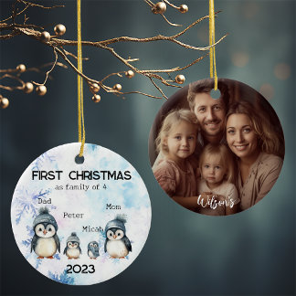 Personalisierte Weihnachten als Familie von 4 Jahr Keramik Ornament
