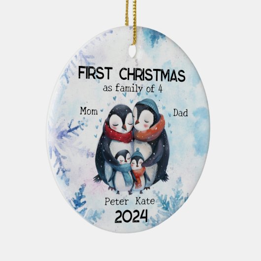 Personalisierte Weihnachten als Familie von 4 Jahr Keramik Ornament (Rechts)