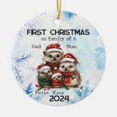Personalisierte Weihnachten als Familie von 4 Jahr Keramik Ornament (Vorne)