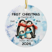 Personalisierte Weihnachten als Familie von 4 Jahr Keramik Ornament (Vorne)