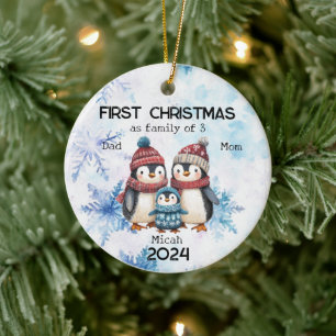 Personalisierte Weihnachten als Familie von 4 Jahr Keramik Ornament