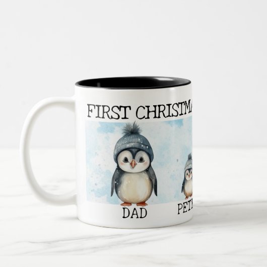 Personalisierte Weihnachten als Familie von 4 Jahr Zweifarbige Tasse (Links)