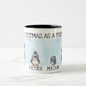 Personalisierte Weihnachten als Familie von 4 Jahr Zweifarbige Tasse (Mittel)
