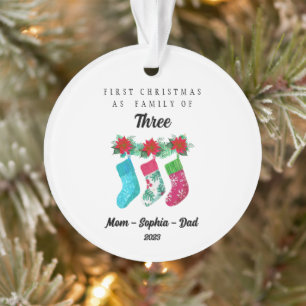 Personalisierte Weihnachten als Familie von drei Ornament