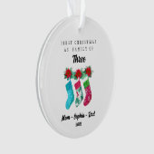 Personalisierte Weihnachten als Familie von drei Ornament (Vorderseite)