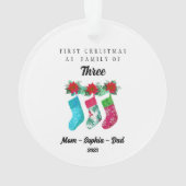 Personalisierte Weihnachten als Familie von drei Ornament (Rückseite)
