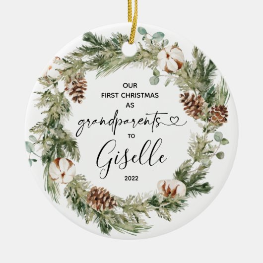 Personalisierte Weihnachten als Großeltern Keramik Ornament (Vorne)