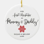 Personalisierte Weihnachten als Mommy & Daddy Keramik Ornament (Hinten)